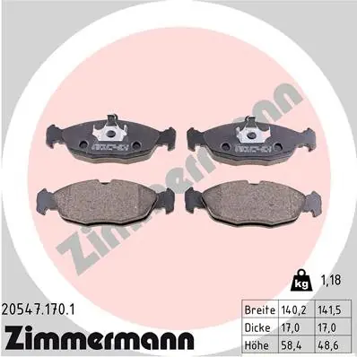 Zamów dziś Zestaw klocków hamulcowych, hamulce tarczowe ZIMMERMANN 20547.170.1