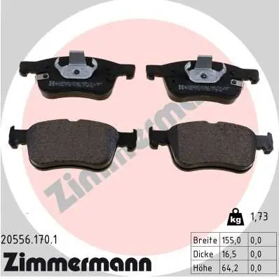 Oferta Zestaw klocków hamulcowych, hamulce tarczowe ZIMMERMANN 20556.170.1