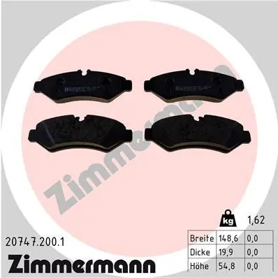 Zestaw klocków hamulcowych, hamulce tarczowe ZIMMERMANN 20747.200.1 Ostatnia szansa