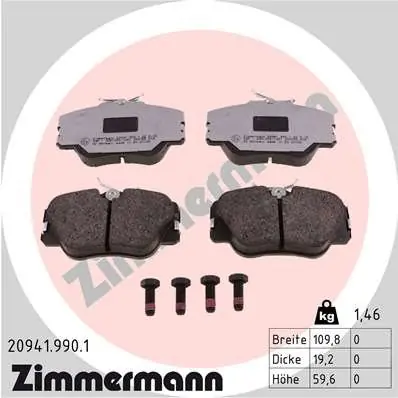 Bezpieczna płatność Zestaw klocków hamulcowych, hamulce tarczowe ZIMMERMANN 20941.990.1